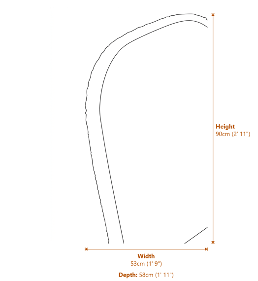 Manado Natural and White Rattan Dining Chair Dimensions Diagram