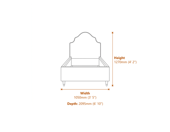 Monterey Grey Thin Stripe Single Bed Dimensions Diagram