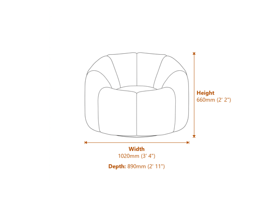 Nao Ivory Swivel Chair Dimensions Diagram