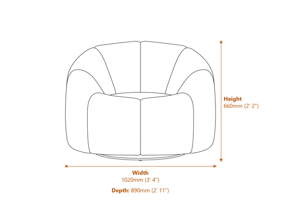Nao Treacle Swivel Chair Dimensions Diagram
