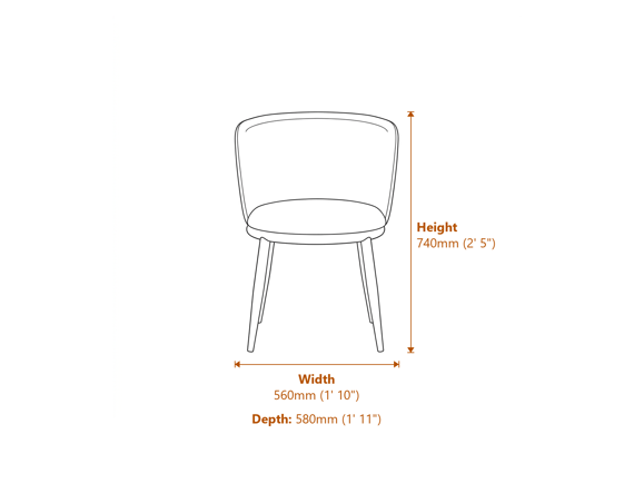 Nova Black Black Dining Chair Dimensions Diagram