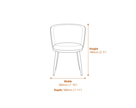 Nova Mole Black Dining Chair Dimensions Diagram