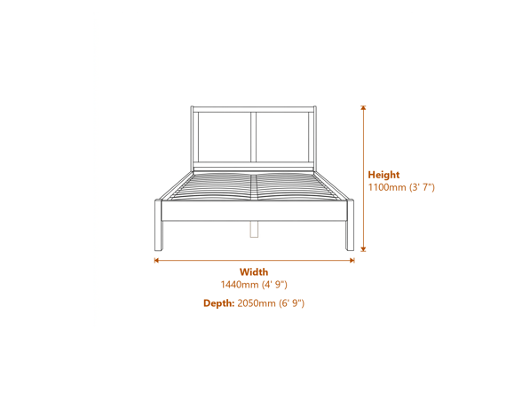 Palms Smoked Double Bed Dimensions Diagram