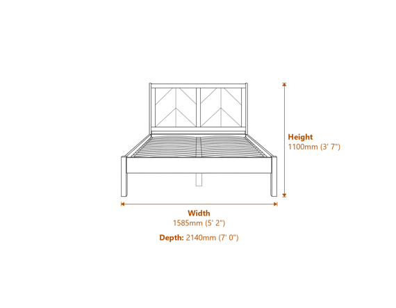 Palms Smoked King Size Bed Dimensions Diagram