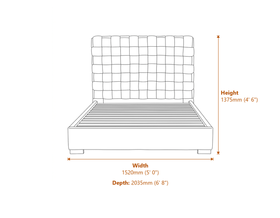 Pasadena Black Double Bed Dimensions Diagram