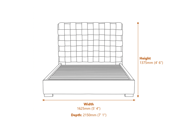 Pasadena King Size Bed Dimensions Diagram