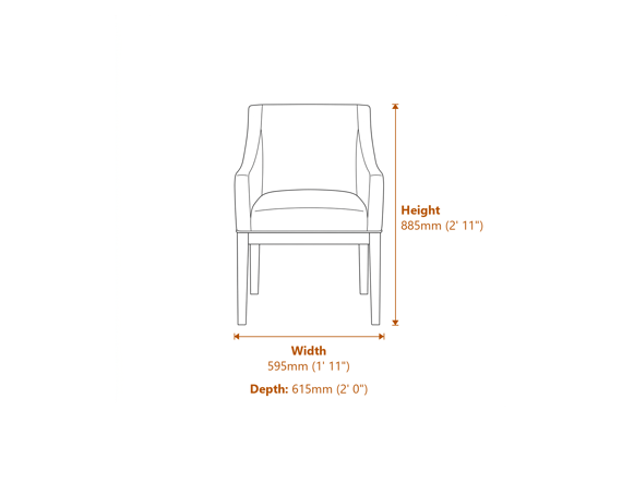 Piper Bisque Brushed Wood Dining Chair Dimensions Diagram