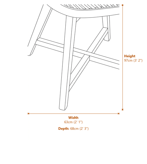 Manado Black Natural Rattan And Teak Chair Dimensions Diagram