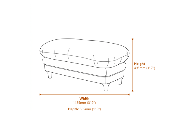 Plumpton Footstool Duck Egg Blue Weave Dimensions Diagram