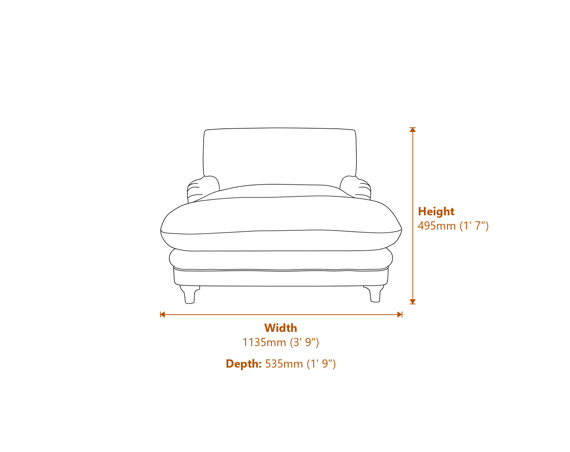 Plumpton Chair Denim Blue Weave Dimensions Diagram