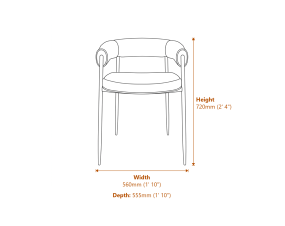 Queens Black Dining Chair Dimensions Diagram