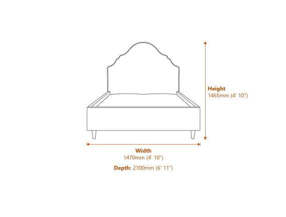 Quince Onyx Double Bed Dimensions Diagram