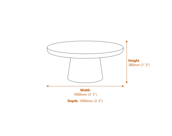Rumi White Coffee Table Dimensions Diagram
