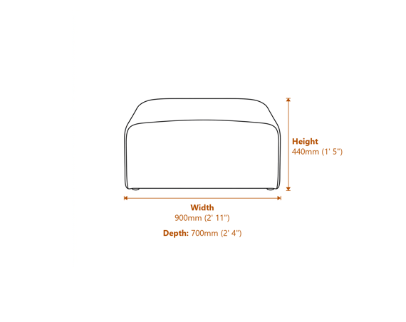 Ryder Chalk Stripe Pouffe Dimensions Diagram