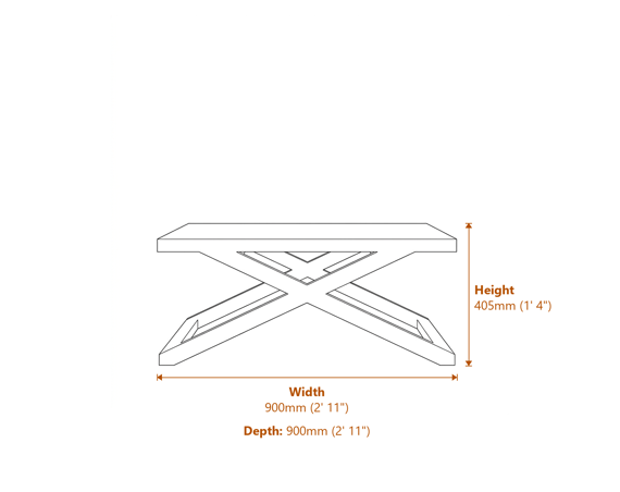 Sage Black Coffee Table Small Dimensions Diagram