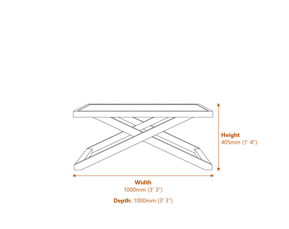 Sage Blonde Coffee Table Large Dimensions Diagram