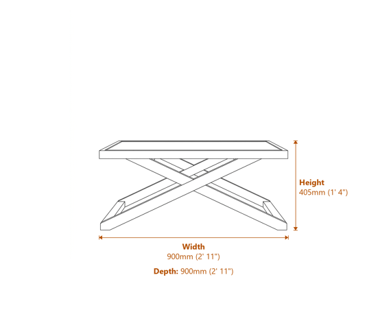 Sage Blonde Coffee Table Small Dimensions Diagram