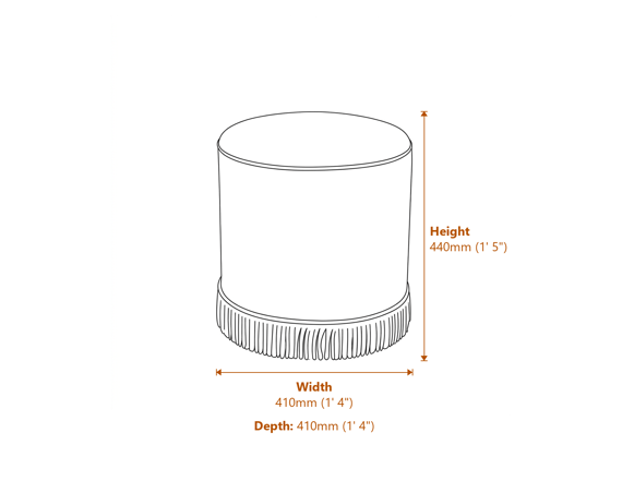 Santos Small Brick Pouffe Dimensions Diagram