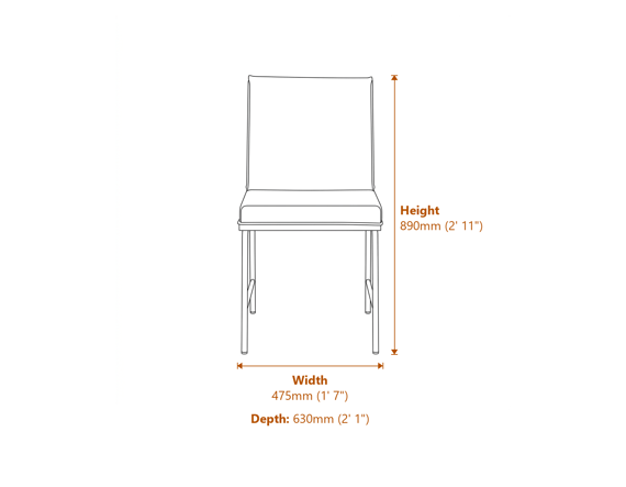 Scout Onyx Dining Chair Dimensions Diagram
