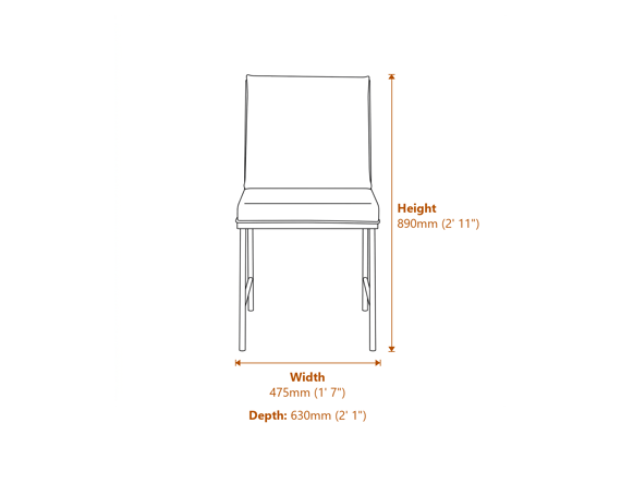 Scout White Dining Chair Dimensions Diagram