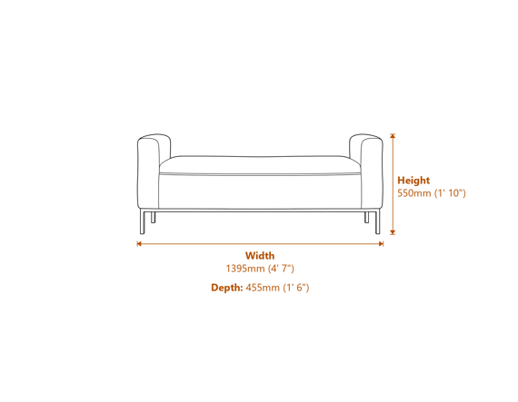 Serena Ivory Bench Dimensions Diagram