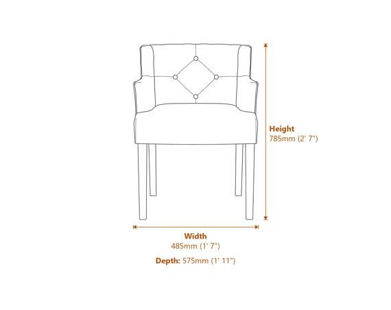 Shay Anthracite Winged Dining Chair Without Arms Dimensions Diagram