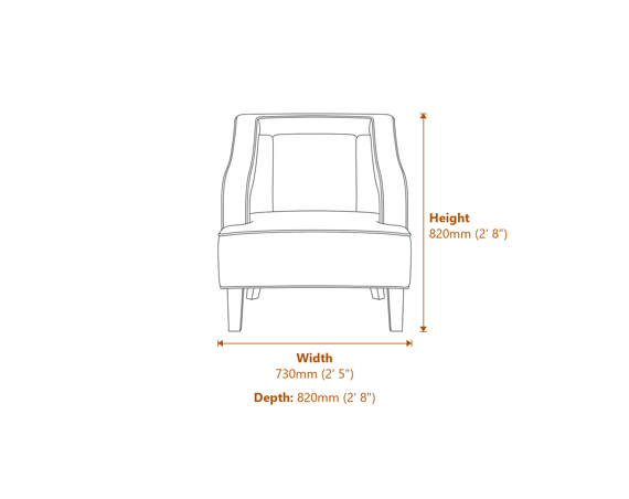 Sofia Beige Chair Dimensions Diagram