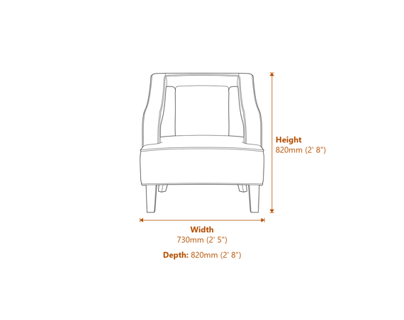 Sofia Ivory Chair Dimensions Diagram