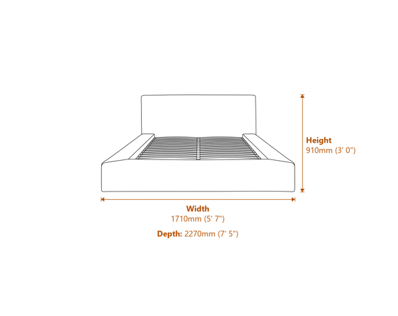 Soho Ink Blue Double Bed Dimensions Diagram