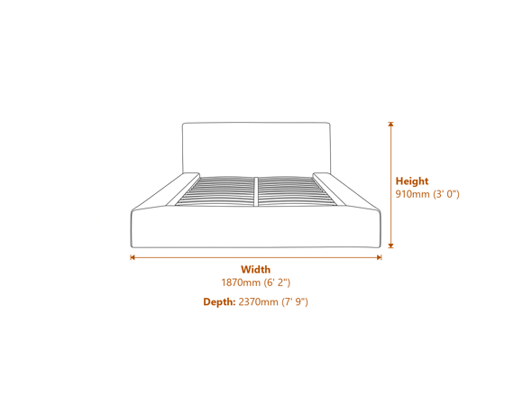 Soho Ink Blue King Size Bed Dimensions Diagram