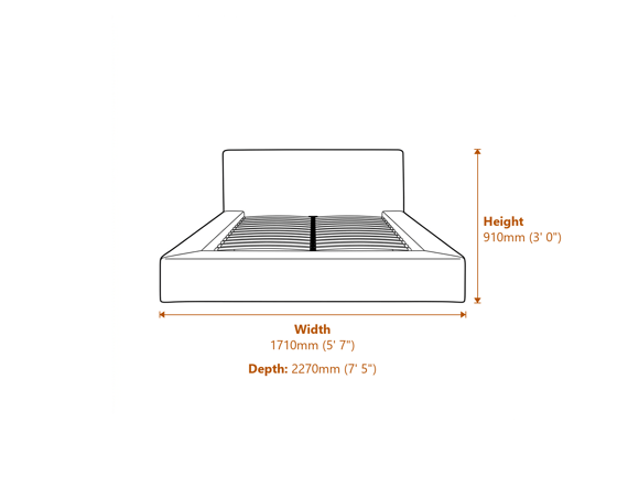 Soho White Clay Double Bed Dimensions Diagram