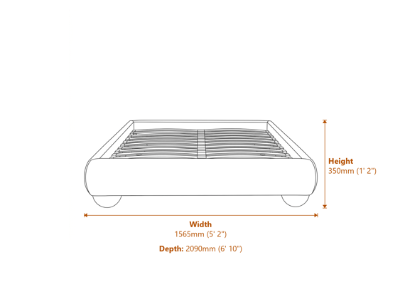 Soller Deep Charcoal Double Bed Dimensions Diagram