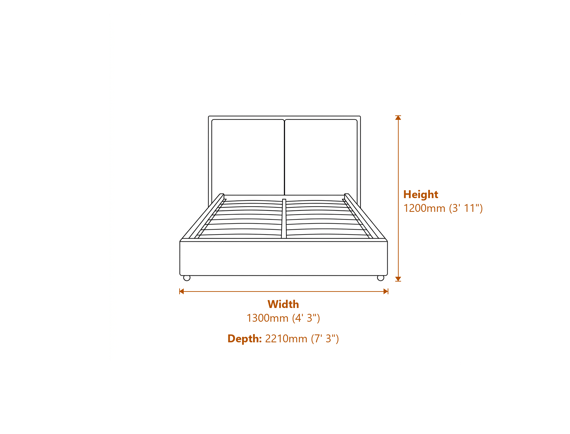 Sunday Ivory Single Bed Dimensions Diagram