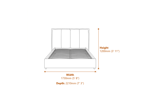 Sunday Ivory Double Bed Dimensions Diagram