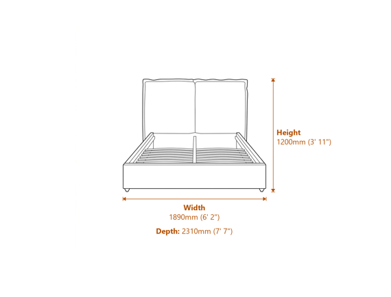 Sunday Ivory King Size Bed Dimensions Diagram