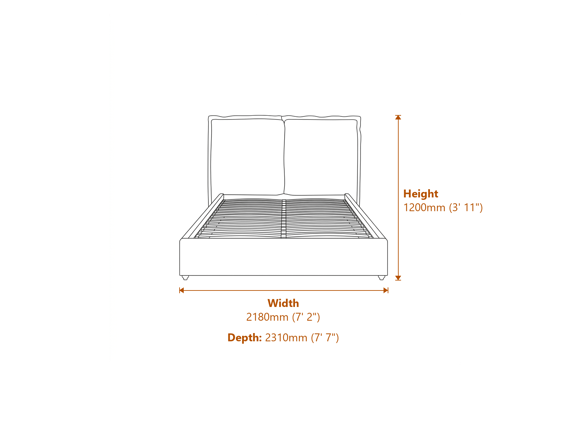 Sunday Ivory Super King Size Bed Dimensions Diagram