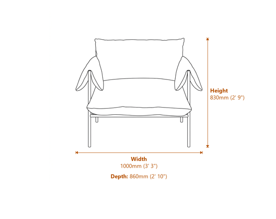 Wardour Onyx Chair Dimensions Diagram