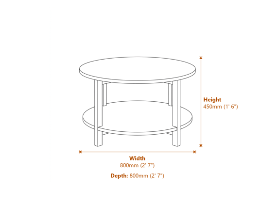 Westbrook Black Coffee Table Dimensions Diagram
