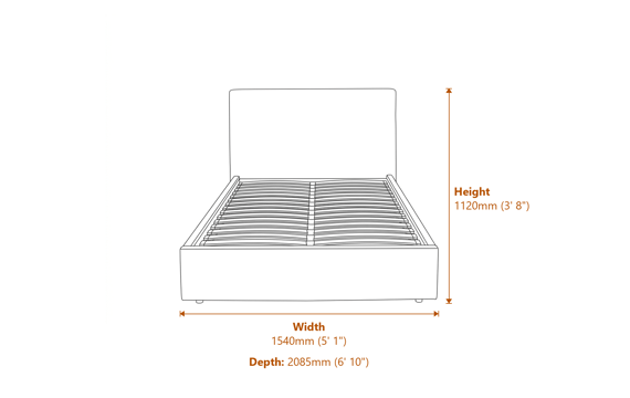 Wilder Antique White Double Bed Dimensions Diagram