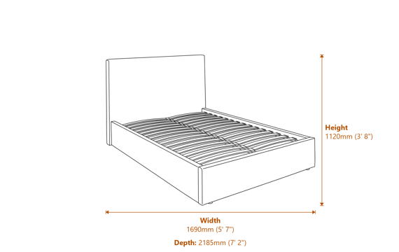 Wilder Onyx King Size Bed Dimensions Diagram