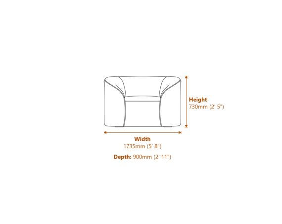 Zuma Black Sofa Dimensions Diagram