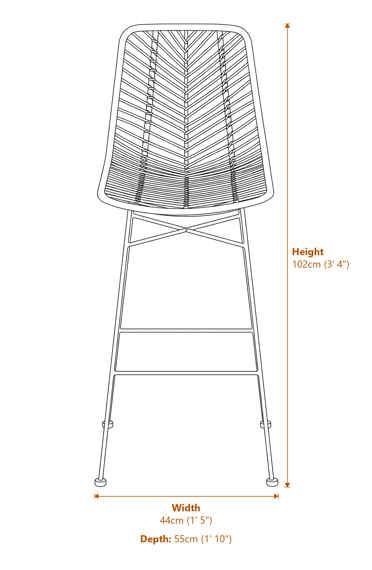 Manado Bar Chair Dimensions Diagram