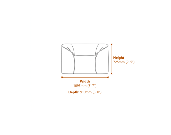 Zuma Forest Green Chair Dimensions Diagram