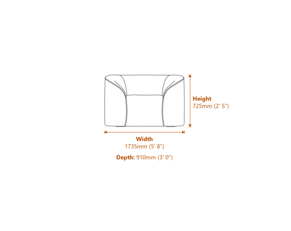 Zuma Forest Green Sofa Dimensions Diagram