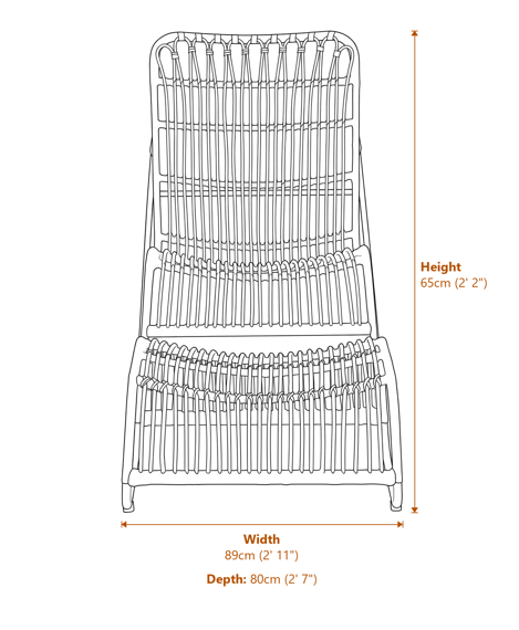 Manado Rattan Chair And Footstool Set Dimensions Diagram