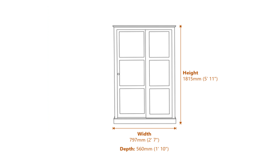 Devon White 2 Door Wardrobe Dimensions Diagram