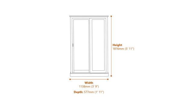 Devon White 2 Door Sliding Wardrobe Dimensions Diagram