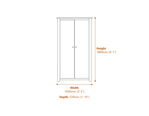 Havana 2 Door Wardrobe Dimensions Diagram