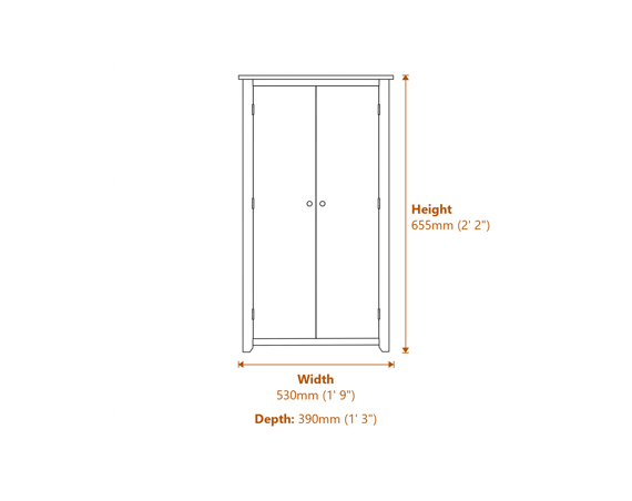 Havana White Bedside Cabinet Dimensions Diagram