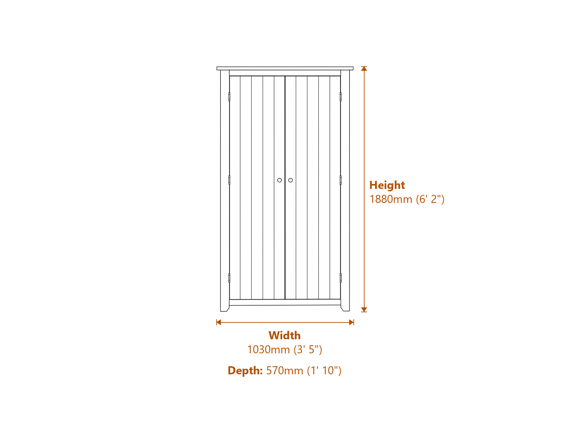 Havana White 2 Door Wardrobe Dimensions Diagram